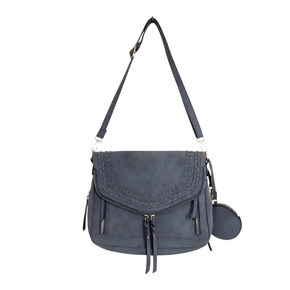 Unbranded Dark Gray Faux Leather Adjustable Strap Shoulder Bag